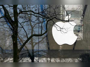 FILE PHOTO: An Apple logo is seen at the entrance of an Apple Store in downtown Brussels