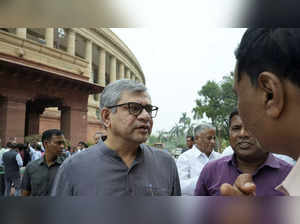New Delhi: Union Minister Ashwini Vaishnaw arrives during the Monsoon session of...