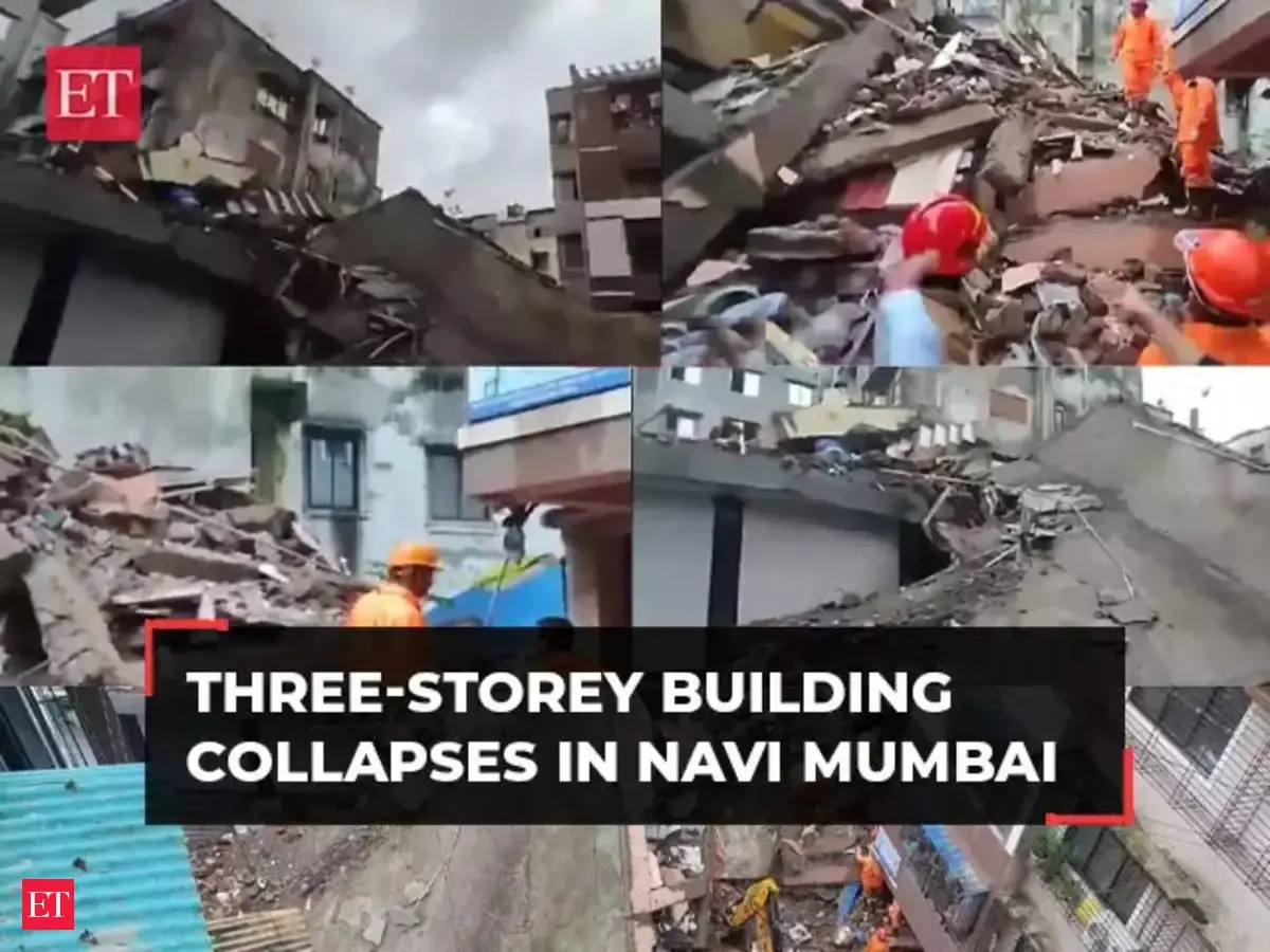 Three-storey building collapses in Navi Mumbai; two rescued, many ...