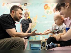 Ukraine's President Zelenskiy visits Children's Hospital in Kyiv