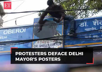 UPSC aspirants' deaths: ABVP protesters blacken Delhi Mayor Shelly Oberoi’s poster