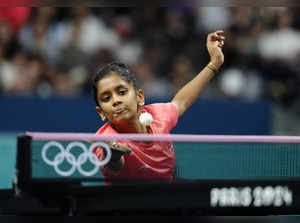 India's Sreeja Akula plays against China's Sun Yingsha during a women's singles ...