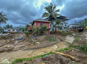 Wayanad: An affected area following landslides triggered by heavy rain at Choora...