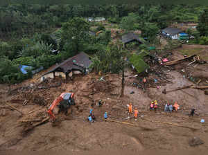 Aftermath of landslides in the hills in Wayanad