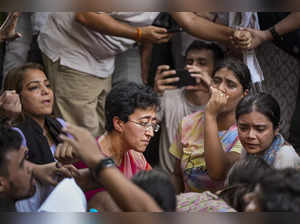 New Delhi: Delhi minister Atishi meets students protesting over the death of thr...