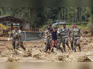 Wayanad: Rescue operation underway after a landslide, in Wayanad. (PTI Photo)