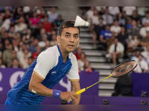 Paris: India's Lakshya Sen returns to Malaysia's Lee Zii Jia during the men's si...