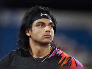 Bhubaneswar: Javelin throwers Neeraj Chopra before the start of the Mens Javelin...