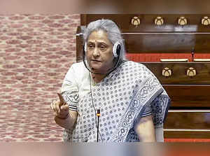 New Delhi, Aug 5 (ANI): Samajwadi Party MP Jaya Bachchan speaks in the Rajya Sab...