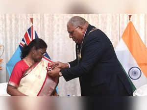 President Ratu Wiliame Maivalili Katonivere of Fiji conferred the Companion of the Order of Fiji upon President Droupadi Murmu