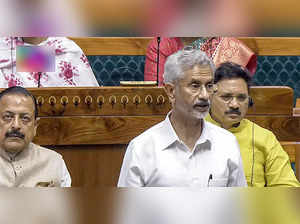 New Delhi, Aug 6 (ANI): External Affairs Minister S Jaishankar speaks in the Lok...