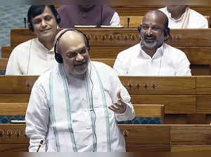 New Delhi, Aug 6 (ANI): Union Home Minister Amit Shah speaks in the Lok Sabha du...