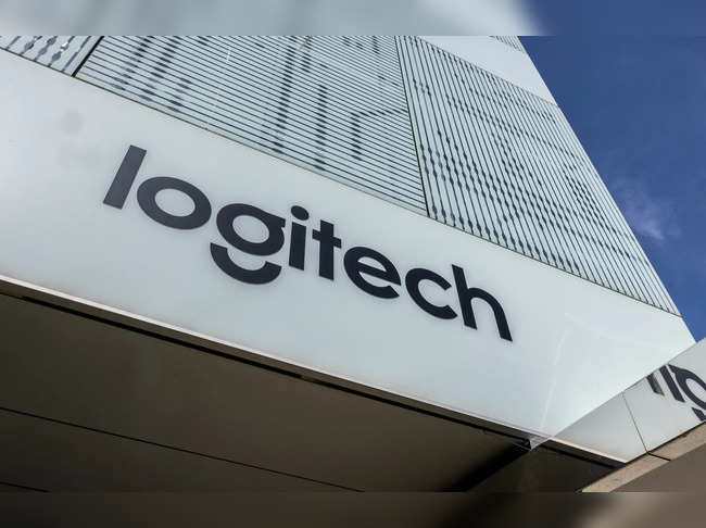 A view of the Logitech logo on a building at the EPFL Innovation Park in Ecublens