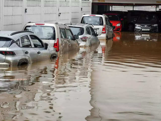 Cars submerged