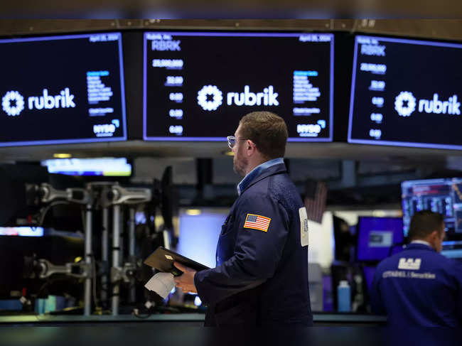 Rubrik Inc.’s IPO on the floor at the NYSE in New York