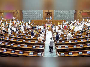 New Delhi, Aug 08 (ANI): The proceedings of the Lok Sabha are underway during th...