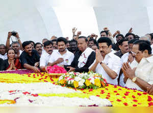 Tamil Nadu CM and DMK leader MK Stalin along with party leaders