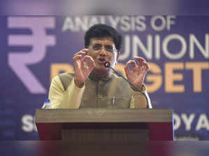 Mumbai: Union Minister for Commerce and Industry Piyush Goyal speaks during a pr...