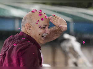 New Delhi: AAP leader Manish Sisodia greets supporters after his release from Ti...