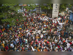 Kolkata: Junior doctors protest against the alleged rape and killing of a traine...