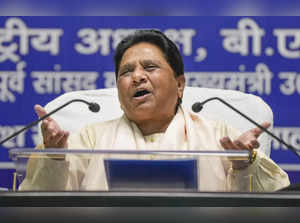 Lucknow: BSP chief Mayawati addresses a press conference at party office, in Luc...