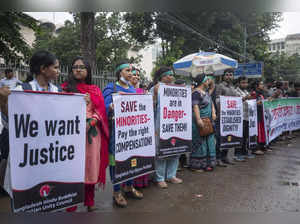 Bangladesh Hindus hold a protest rally condemning communal atrocities committed ...