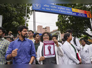 New Delhi: Doctors protest against the sexual assault and killing of a postgradu...