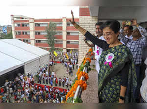 New Delhi: Delhi Minister Atishi after inauguration of a new Sarvodaya Vidyalaya...