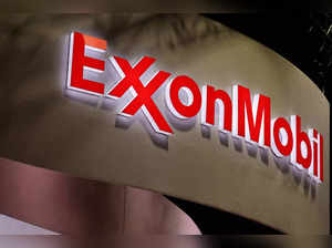 FILE PHOTO: The logo of ExxonMobil is seen during the LNG 2023 energy trade show in Vancouver