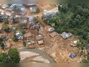 **EDS: HANDOUT IMAGE** Wayanad: A view of the landslide-hit areas as Prime Minis...