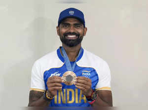 New Delhi: Paris Olympics bronze medallist hockey player PR Sreejesh during an i...