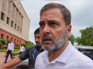 New Delhi: Congress MP Rahul Gandhi at Parliament House complex during the Monso...