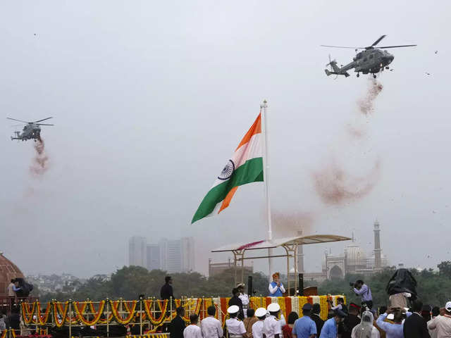 ?Helicopters shower flower petals?