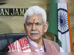 Jammu: Jammu and Kashmir Lt Governor Manoj Sinha during an interview to PTI, at ...