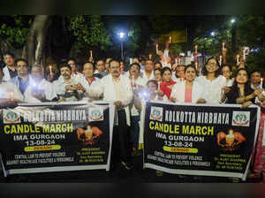 Gurugram: Doctors from Indian Medical Association (IMA) stage a protest against ...