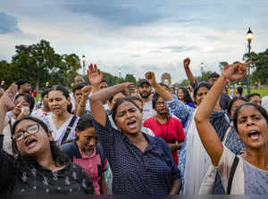 New Delhi: Doctors, medical professionals and students stage a protest march dem...