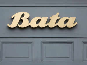 The logo of Bata shoes brand is pictured on a store in Paris