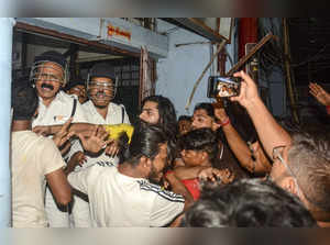 Protestors at the RG Kar Medical College and Hospital during a protest,