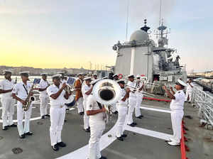 St Petersburg, July 28 (ANI):  Indian Navy personnel onboard Indian Naval Ship ...