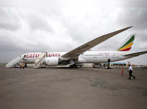 An Ethiopian Airlines Boeing 787 plane is seen at the Asmara International Airport in Asmara