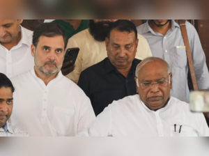 Congress MPs Rahul Gandhi and Mallikarjun Kharge