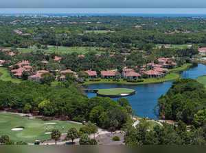 A drone view shows Trump National Golf Club in Jupiter