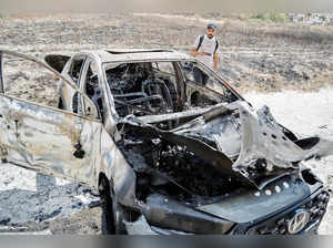 Aftermath of an Israeli settlers' attack in the village of Jeit