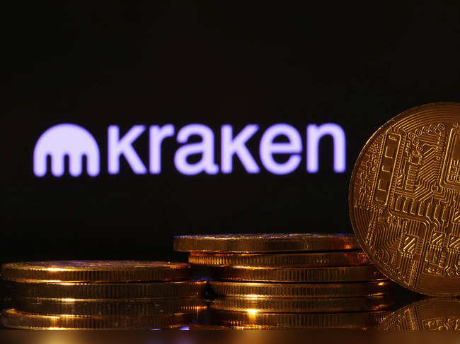 Illustration shows Kraken cryptocurrency exchange logo