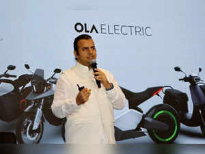 Bhavish Aggarwal, CEO of Ola Cabs, and founder of Ola Electric, speaks during a press conference ahead of the company's IPO launch in Mumbai