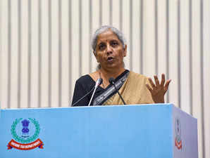 New Delhi, Aug 21 (ANI): Union Minister of Finance Nirmala Sitharaman addresses ...