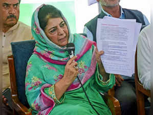 Srinagar: Peoples Democratic Party (PDP) President Mehbooba Mufti during the rel...