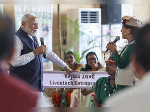 **EDS: IMAGE VIA PMO** Jalgaon: Prime Minister Narendra Modi during an interacti...