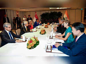 Singapore, Aug 26 (ANI): Union Ministers Nirmala Sitharaman, S Jaishankar, Piyus...