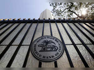 FILE PHOTO: The Reserve Bank of India seal is pictured on a gate outside the RBI headquarters in Mumbai, India